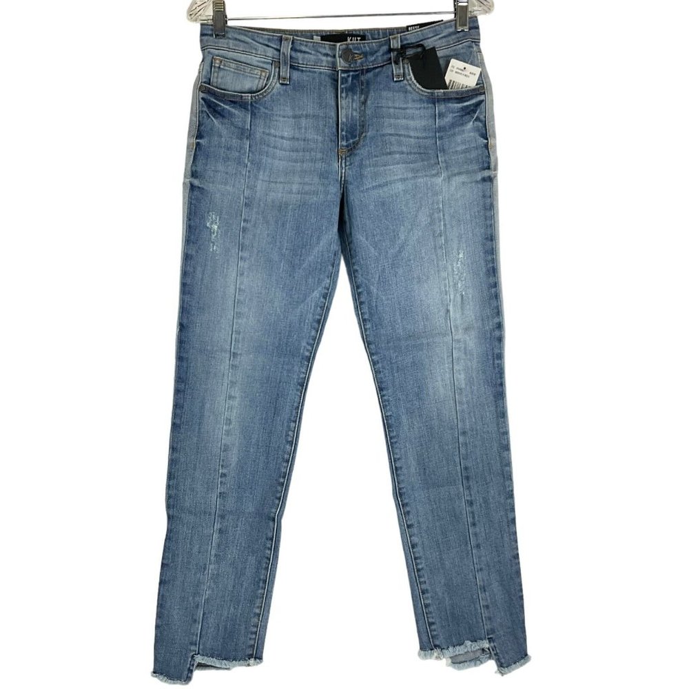 KUT From The Kloth Jeans Women's Size 0 Reese Ankle Blue Straight Leg Denim NWT